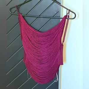 NWOT! Jaded London backless fringe top. Size S. Never worn! Beautiful burgundy.